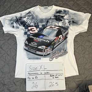 Vintage Dale Earnhardt Shirt Mens Extra Large White Competitors View Racing AOP